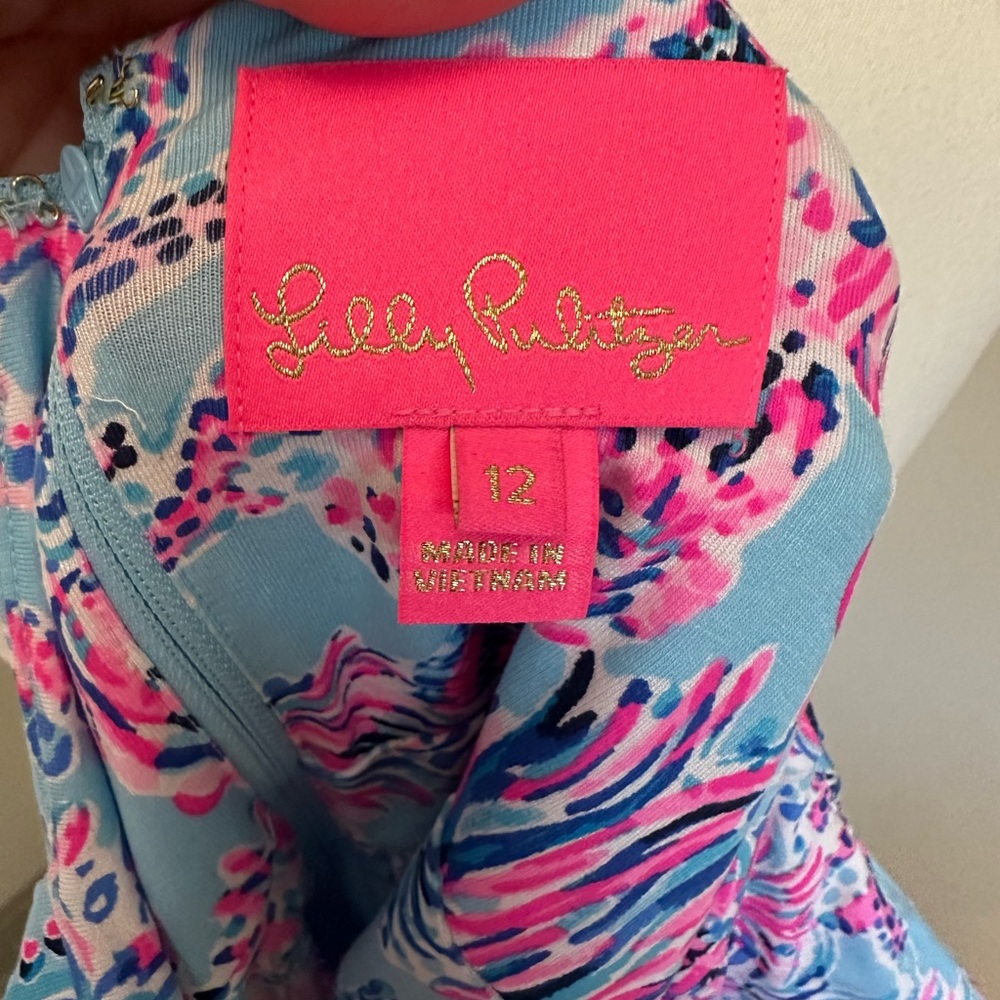 Lilly Pulitzer Blue and Pink Floral V-Neck Midi Dress - Picture 2 of 3